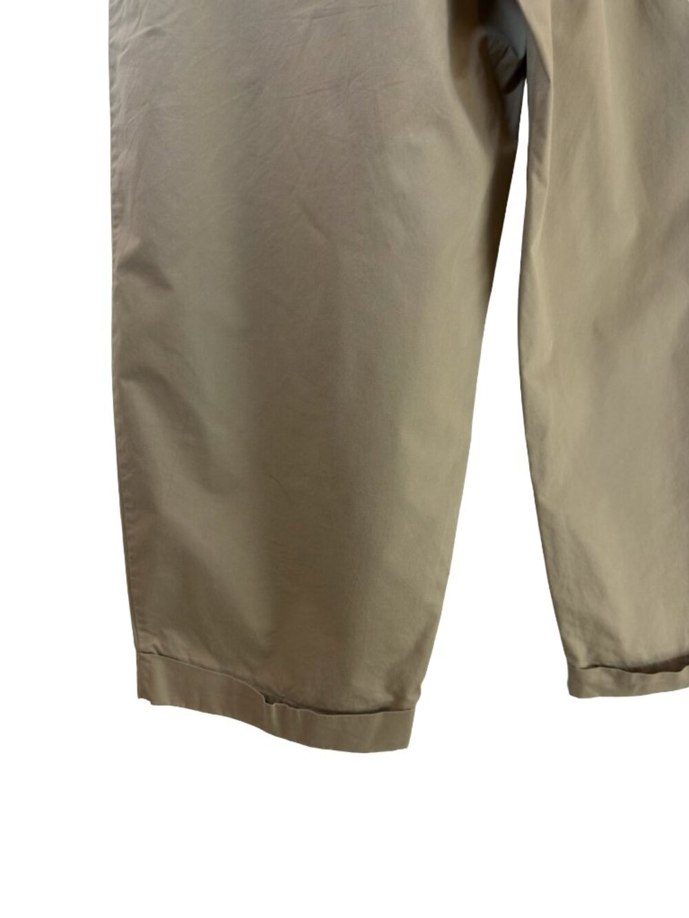 Zara Khaki Chino Pleated Cuffed Wide Leg High Rise Pants Size Large - Picture 5 of 10